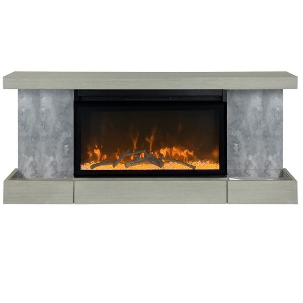 Foyer série Home Décor d'ActiveFlame suspendu avec manteau et éclairage, béton urbain