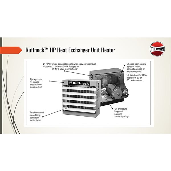 Ruffneck HP Series Heat Exchanger Unit Heater for Hazardous Locations - 24-in Fan - 120 V, 1Ø -Temp Code T3B