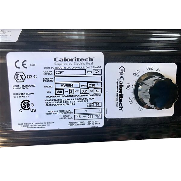 Caloritech CX Series 1000 W 120 V 1Ø Screw plug Heater with Brass Plug, Copper Element and Thermostat - 1-in NPT