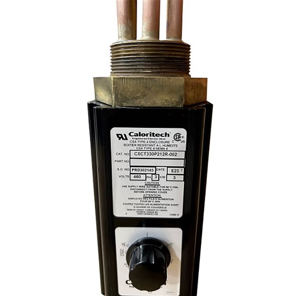 Caloritech CX Series 1000 W 120 V 1Ø Screw plug Heater with Brass Plug, Copper Element and Thermostat - 1-in NPT