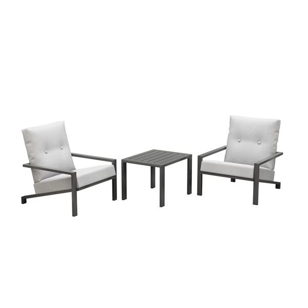 Velago Bern 3-Piece Dark Grey Aluminum Frame Outdoor Bistro Set