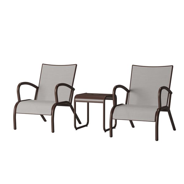 Velago Chicago 3-Piece Brown Aluminum Frame Outdoor Bistro Set