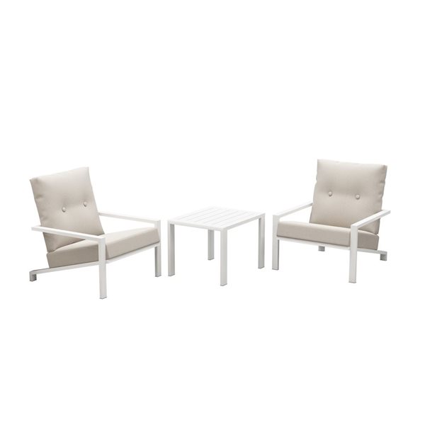 Velago Bern 3-Piece White Aluminum Frame Outdoor Bistro Set