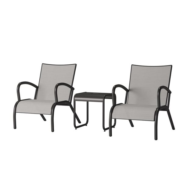 Velago Chicago 3-Piece Black Aluminum Frame Outdoor Bistro Set