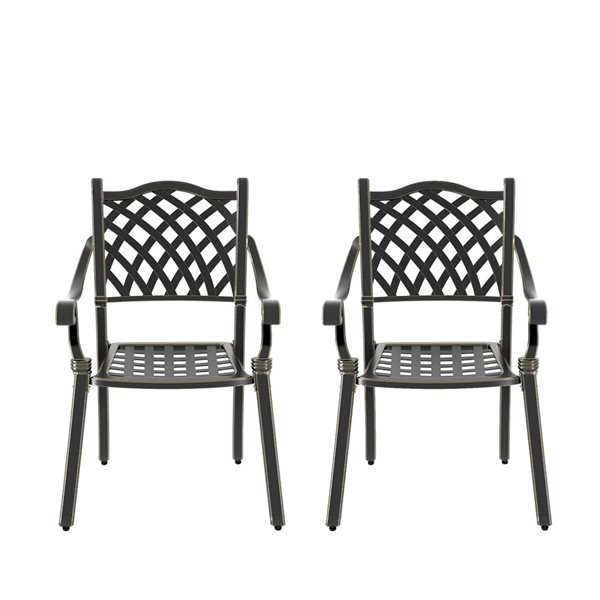 Clihome Black Cast Aluminum Diamond Pattern Patio Dining Chair 25 x 27 x 36-in