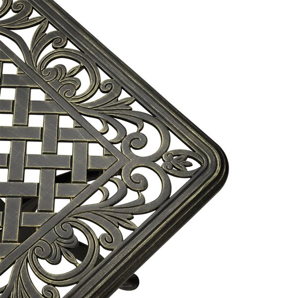 Clihome 7-Piece Aluminum Rectangle Diamond Pattern Table Patio Dining Set - Diamond Pattern Chairs