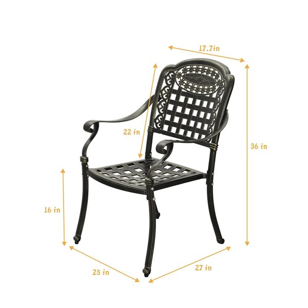 Clihome 7-Piece Aluminum Round Interlace Table Patio Dining Set - Cherckerboard Pattern Chairs