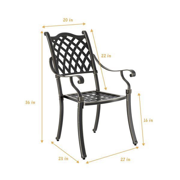 Clihome 7-Piece Aluminum Round Interlace Table Patio Dining Set - Diamond Pattern Chairs