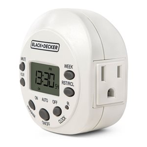 BLACK+DECKER 1-Pack Programmable Indoor Light Timers with Grounded Outlet - Compact Digital Timer Outlet