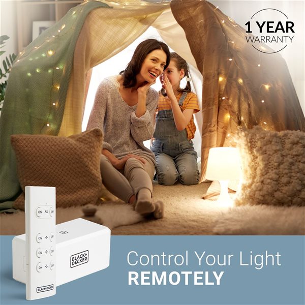 BLACK+DECKER 3-Pack Wireless Remote-Control Outlet with 1 Remote - Premium Light Switches