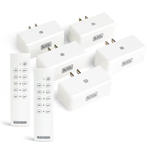 Prise télécommandée sans fil BLACK+DECKER avec 5 prises mises à la terre et 2 télécommandes