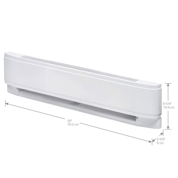 Plinthe chauffante à convecteur linéaire Dimplex, 30 po, 240/208 V, 1 000/750 W, blanc