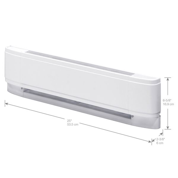 Plinthe chauffante à convecteur linéaire Dimplex, 25 po, 240/208 V, 750/563 W, blanc