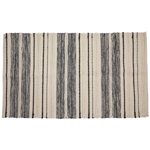 Northlight 3.5-ft x 2.25-ft Cream and Black Twisted Textured Handloom Woven Outdoor Rectangular Throw Rug