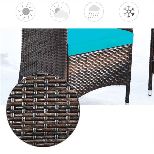 Costway 8-piece Rattan Patio Cushioned Sofa Chair Coffee Table Turquoise