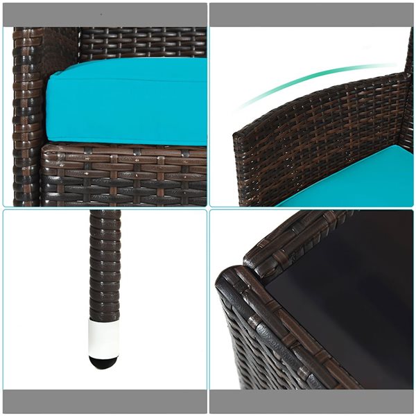 Costway 8-piece Rattan Patio Cushioned Sofa Chair Coffee Table Turquoise