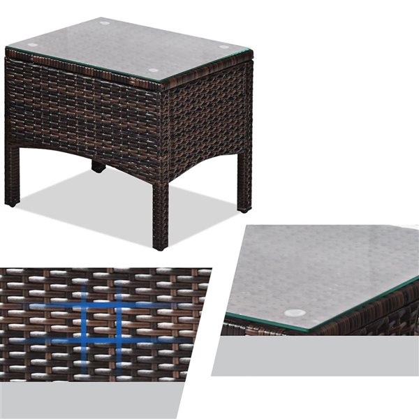 Costway 3-piece Outdoor Rattan Conversation Set Patio Garden Cushioned Sofa Chair Black