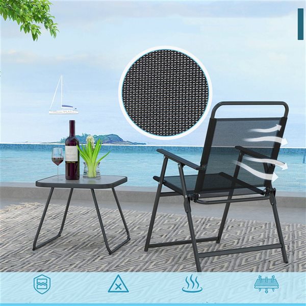 Costway 3-piece Patio Folding Conversation Chairs&Table Heavy-Duty