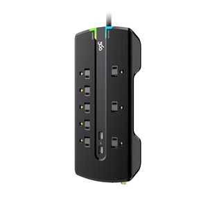 Bloc de surtension 8 prises Director 360 Electrical 2 ports USB 3,4A pour câbles coaxiaux et RJ11/RJ45 cordon 6 pi, noir