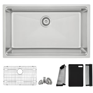 Stylish Completo S-131W 31-in Drop-in/Undermount Stainless Steel Workstation Kitchen Sink