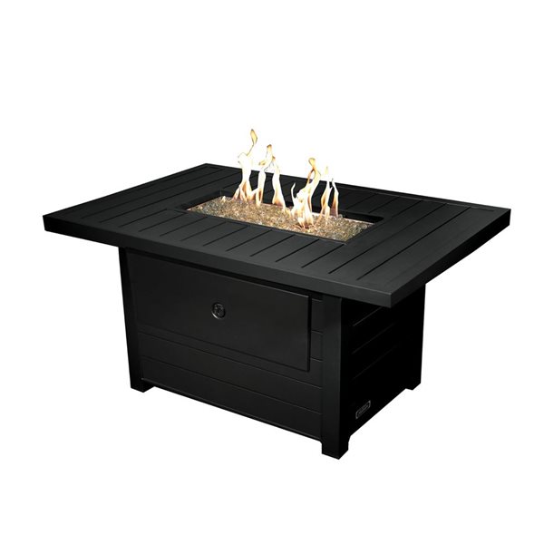 Sunbeam Serenity 50,000 BTU Liquid Propane Black Rectangle Aluminum Fire Table - 50 × 24.6 × 32-in