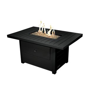 Sunbeam Serenity 50,000 BTU Liquid Propane Black Rectangle Aluminum Fire Table - 50 × 24.6 × 32-in