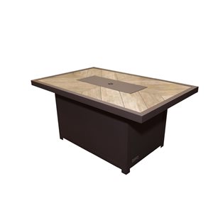 Table-foyer Sunbeam rectangle d'aluminium brun à plateau céramique au propane liquide 50 000 BTU, 51,2 × 24,6 × 33,5 po