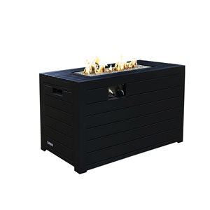 Sunbeam Oasis 50,000 BTU Liquid Propane Black Rectangle Aluminum Fire Table - 42 × 24.6 × 20-in