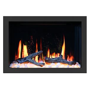 Litedeer Homes LiteStar 33-in Wall-Mount LED Smart Electric Fireplace Insert - Black