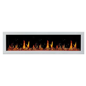 Litedeer Homes Gloria II 78-in Wall-Mount LED Smart Electric Fireplace with Reflective Amber Glass - White