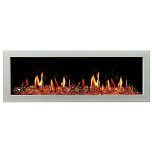 Litedeer Homes Gloria II 58-in Wall-Mount LED Smart Electric Fireplace with Reflective Amber Glass - White
