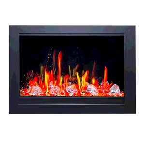 Litedeer Homes LiteStar 30-in Wall-Mount LED Smart Electric Fireplace Insert with Diamond-Like Crystal - Black