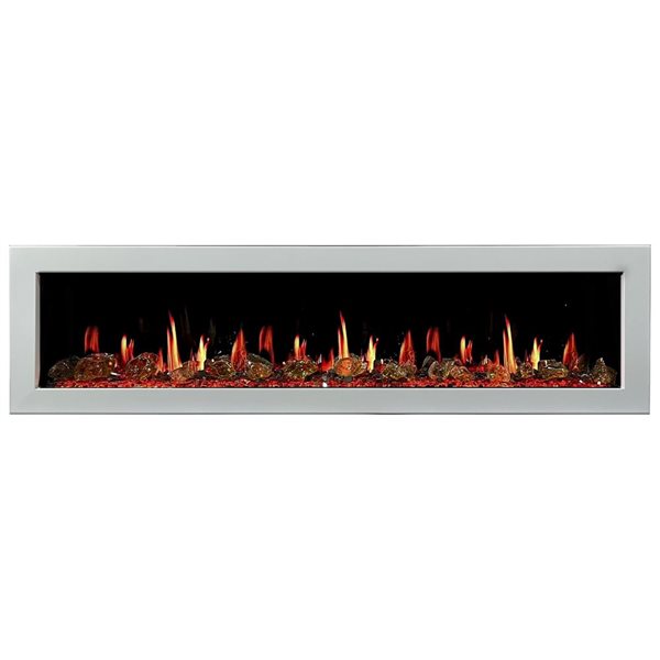 Litedeer Homes Gloria II 68-in Wall-Mount LED Smart Electric Fireplace with Reflective Amber Glass - White