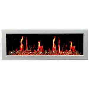 Litedeer Homes Gloria II 48-in Wall-Mount LED Smart Electric Fireplace with Reflective Amber Glass - White