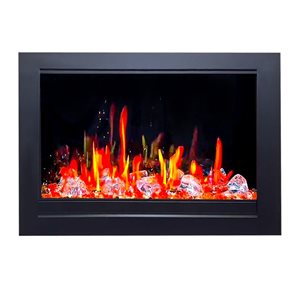 Litedeer Homes LiteStar 33-in Wall-Mount LED Smart Electric Fireplace Insert with Diamond-Like Crystal - Black
