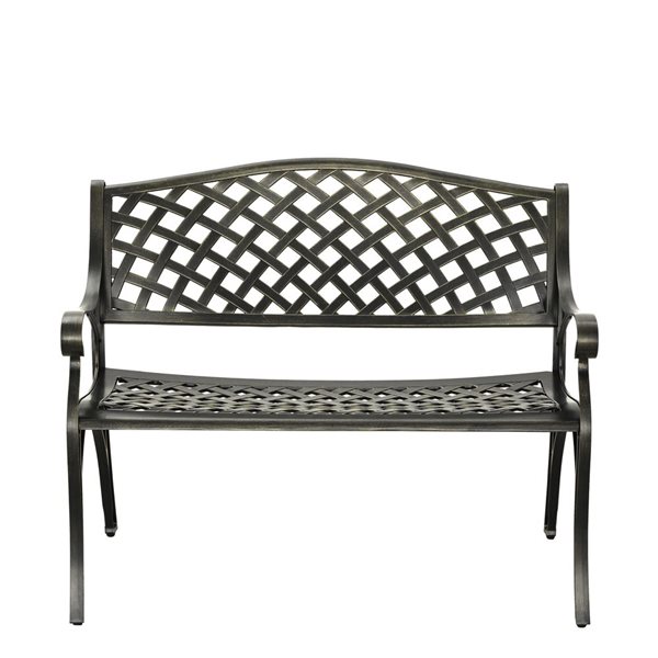 Banc de jardin Clihome en aluminium bronze de 40 po x 31,5 po