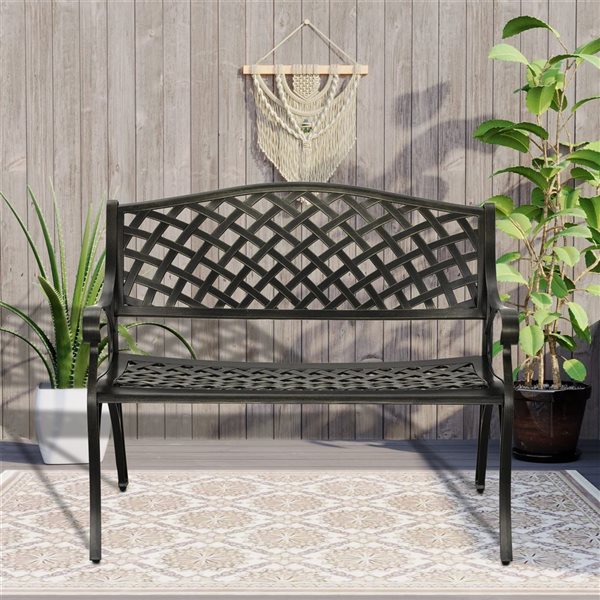 Banc de jardin Clihome en aluminium bronze de 40 po x 31,5 po