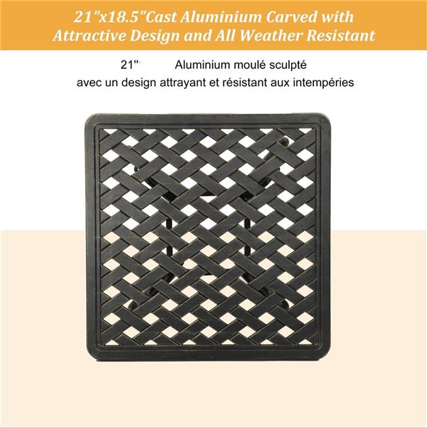 Clihome Outdoor Cast Aluminum Square Side Table