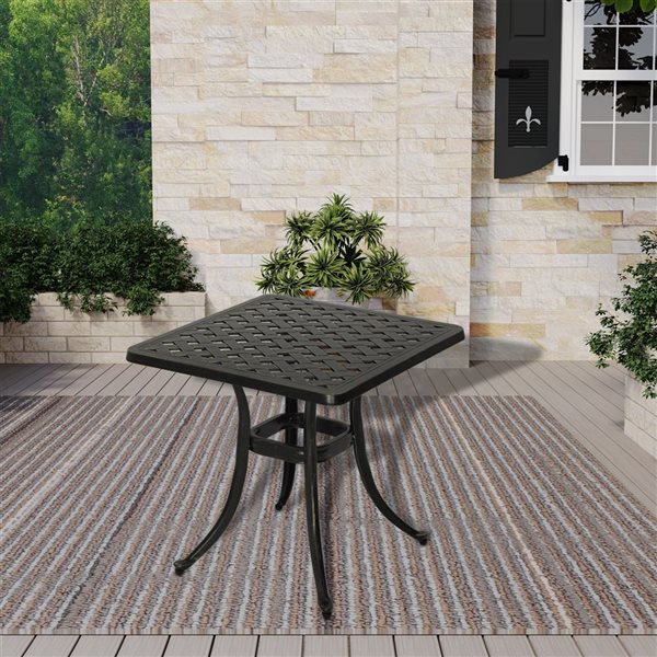 Clihome Outdoor Cast Aluminum Square Side Table