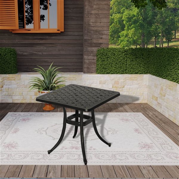 Clihome Outdoor Cast Aluminum Square Side Table