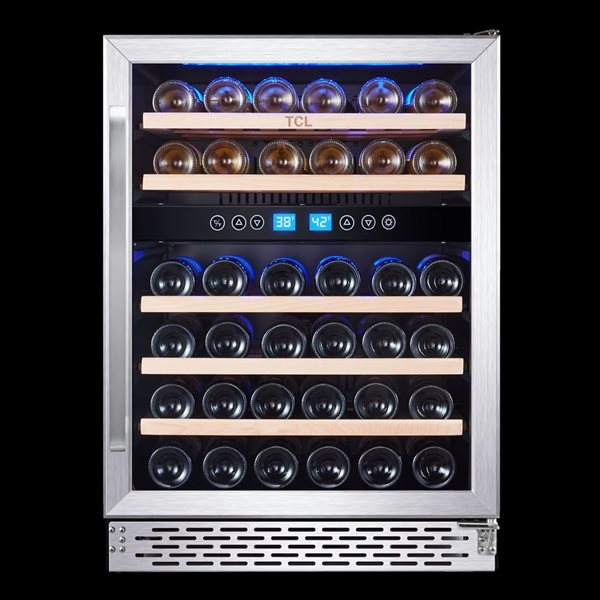 TCL 46-Bottle Black Dual-Zone Cooling Built/In/Freestanding 24-in Wine Chiller