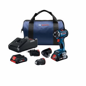 Perceuse-visseuse sans fil Bosch 18 V avec système Flexiclick 5-en-1 et 2 batteries CORE18V 4 Ah à puissance optimisée