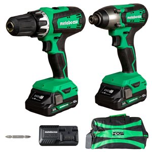 Metabo HPT 18 V Cordless Hammer Drill and Impact Driver Kit with Battery and Soft Case