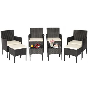 Costway 8-piece Rattan Patio Conversation Set With  Off-white Cushions