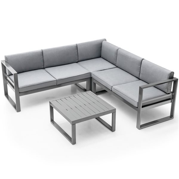 4 Piece Wood Patio Furniture with Armchairs Loveseat and Coffee Table-Off White main image 1