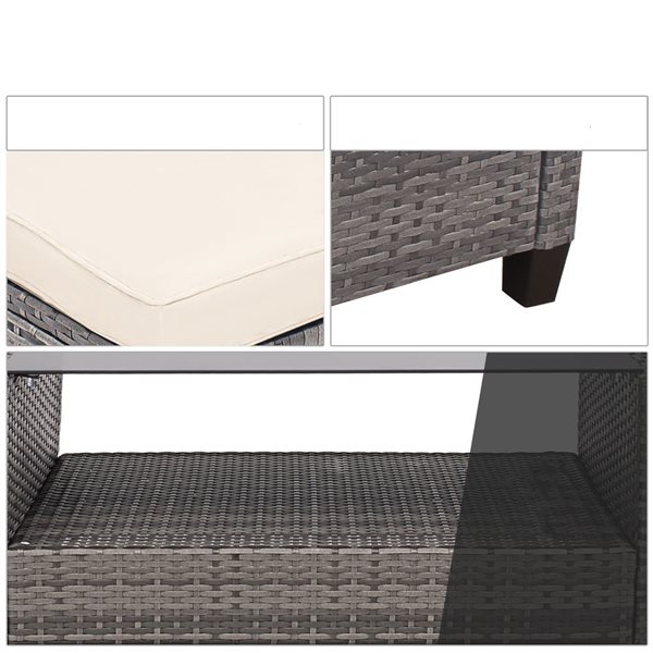 Costway 4-piece Patio Rattan Furniture Set Sofa with Ottoman ans Table - White