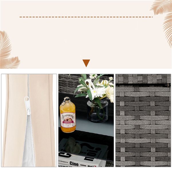 Costway 4-piece Patio Rattan Furniture Set Sofa with Ottoman ans Table - White