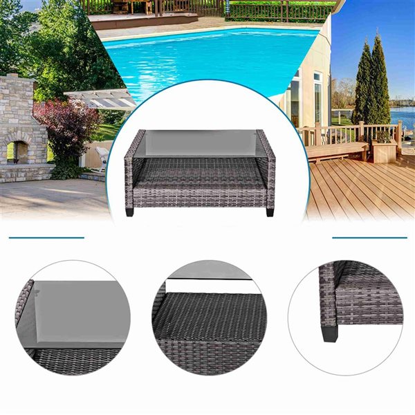 Costway 4 -piece Rattan Patio Conversation Set Coffee with Table - Blue