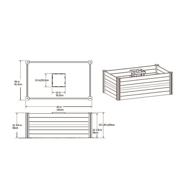 Vita Classic 3 x 5-ft White Keyhole Composting Garden