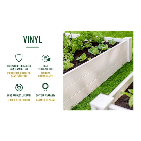 Jardin de compostage classique Vita blanc en trou de serrure 3 x 5 pi